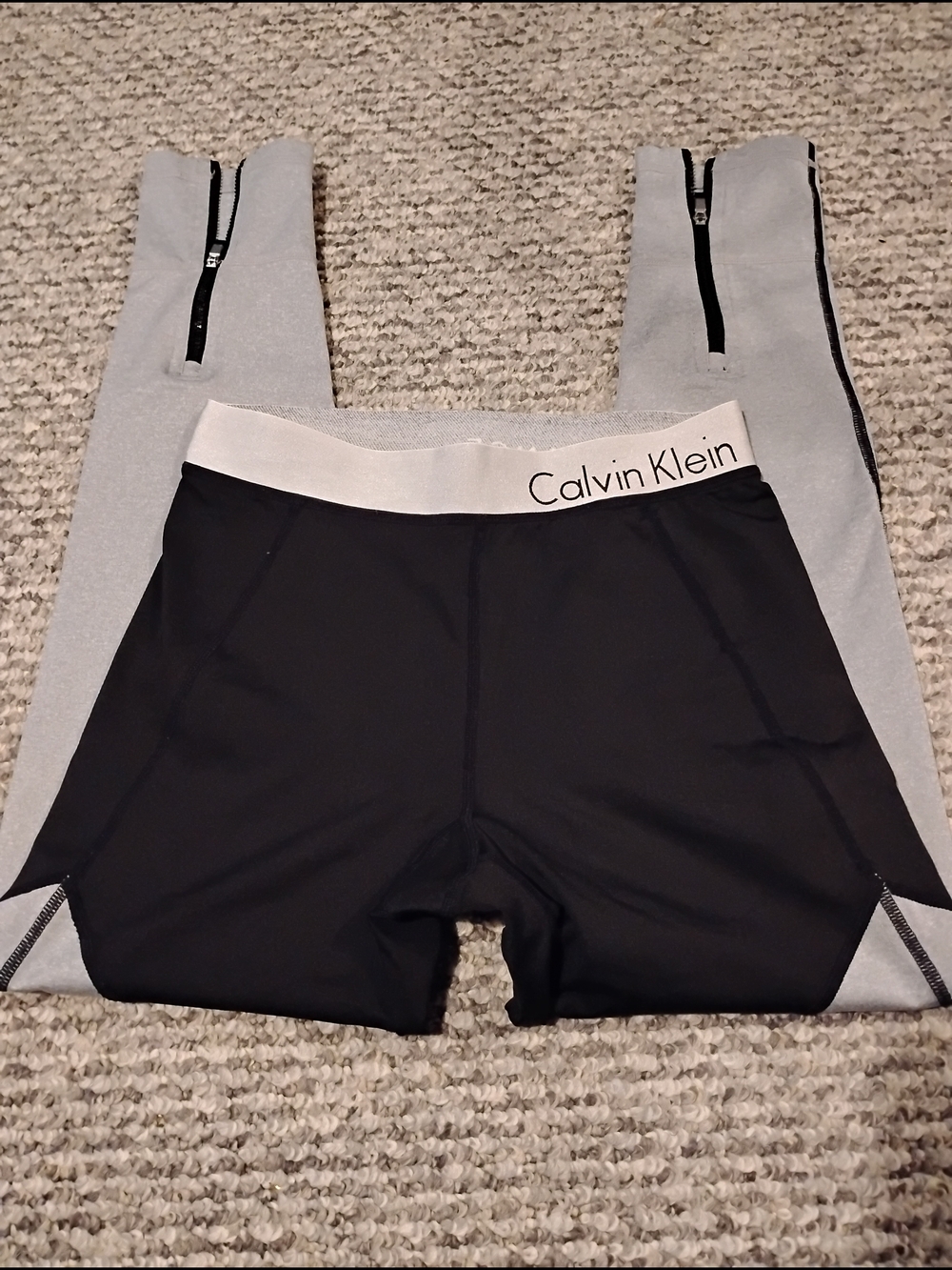 Calvin Klein Black Performance Leggings with White Logo Waistband